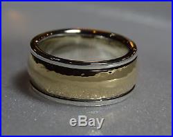 James Avery Hammered 14K Gold & Sterling Silver Wedding Band Ring Sz 10, 19.4 gm