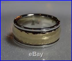 James Avery Hammered 14K Gold & Sterling Silver Wedding Band Ring Sz 10, 19.4 gm