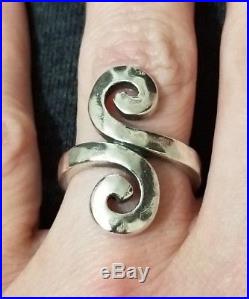 James Avery Hammered Bypass Swirl Circle Ring Sz 7 Sterling Silver 925