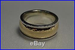 James Avery Hammered Classic 14k Gold & Sterling Silver Band Ring, wt 19.3g