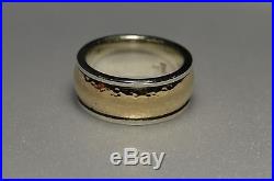 James Avery Hammered Classic 14k Gold & Sterling Silver Band Ring, wt 19.3g