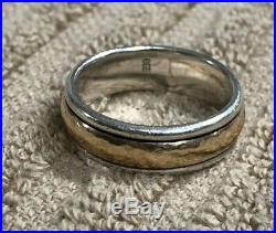 James Avery Hammered Classic Gold & Silver Band Ring 14k Sterling 7.5g Size 8.5