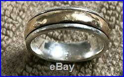 James Avery Hammered Classic Gold & Silver Band Ring 14k Sterling 7.5g Size 8.5