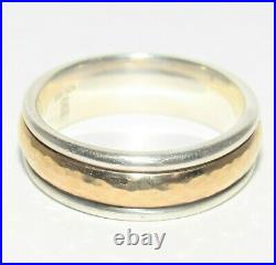 James Avery Hammered Simplicity 14K Gold & SS Wedding Band Ring Size 8.5