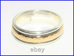 James Avery Hammered Simplicity 14K Gold & SS Wedding Band Ring Size 8.5