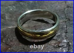 James Avery Hammered Simplicity 14k Gold & 925 Sterlin Wedding Band Ring Size 13