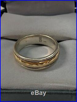 James Avery Hammered Simplicity Band Ring Sz 8.5 14K Yellow Gold Sterling Si