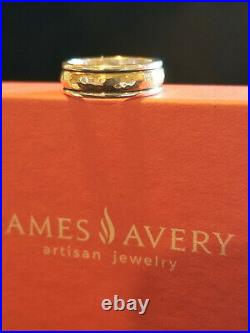 James Avery Hammered Sterling Silver & 14K Gold Simplicity Band Sz 5.5