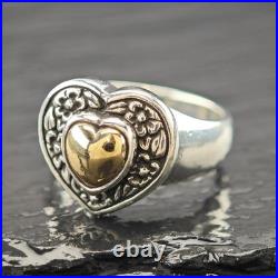 James Avery Heart 14K Gold Accent Sterling Silver Ring Sz 8 1/2