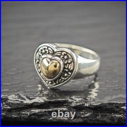 James Avery Heart 14K Gold Accent Sterling Silver Ring Sz 8 1/2