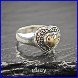 James Avery Heart 14K Gold Accent Sterling Silver Ring Sz 8 1/2