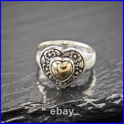 James Avery Heart 14K Gold Accent Sterling Silver Ring Sz 8 1/2