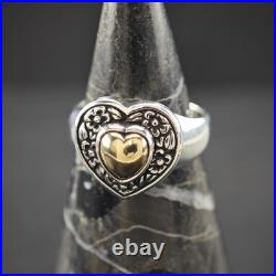 James Avery Heart 14K Gold Accent Sterling Silver Ring Sz 8 1/2