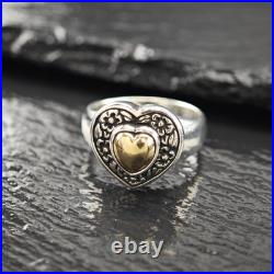 James Avery Heart 14K Gold Accent Sterling Silver Ring Sz 8 1/2