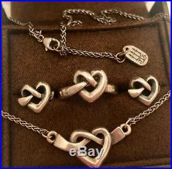 James Avery Heart Knot Set- Necklace + Post Earings + Ring