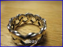 James Avery Heart Link Band Ring Sterling Hallmark Size 7-7.5 Fine Jewelry Texas