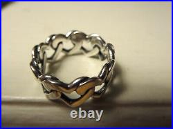 James Avery Heart Link Band Ring Sterling Hallmark Size 7-7.5 Fine Jewelry Texas