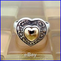 James Avery Heart Of Gold Ring With Flowers 14k Gold & Silver Size 8.5 Retired