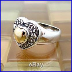 James Avery Heart Of Gold Ring With Flowers 14k Gold & Silver Size 8.5 Retired