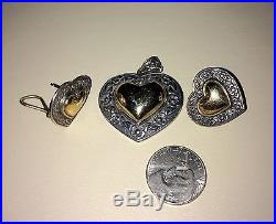 James Avery Heart Pendant and Ear Rings set 14K