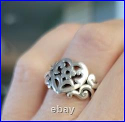 James Avery Heart Scrolled Flower Ring Sz 8.5 Retired