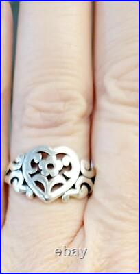 James Avery Heart Scrolled Flower Ring Sz 8.5 Retired