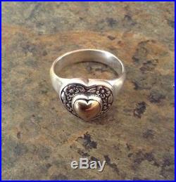 James Avery Heart of Gold Ring 14K Gold & Sterling Silver 8.75 Valentine Special