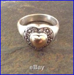 James Avery Heart of Gold Ring 14K Gold & Sterling Silver 8.75 Valentine Special
