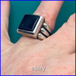 James Avery Heavy Black Square Onyx Ring Retired Rare Size 5 1/2 Sterling Silver