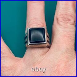 James Avery Heavy Black Square Onyx Ring Retired Rare Size 5 1/2 Sterling Silver