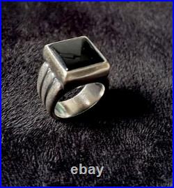 James Avery Heavy Black Square Onyx Ring Retired Rare Size 6 Sterling Silver