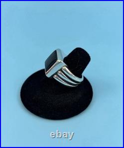 James Avery Heavy Black Square Onyx Ring Retired Rare Size 6 Sterling Silver