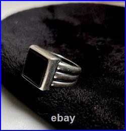 James Avery Heavy Black Square Onyx Ring Retired Rare Size 6 Sterling Silver