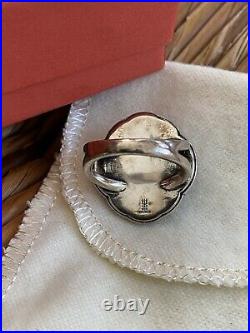James Avery Heirloom Quatrefoil Blue Quartz Triplet Ring Sz 6.5 Silver & Bronze
