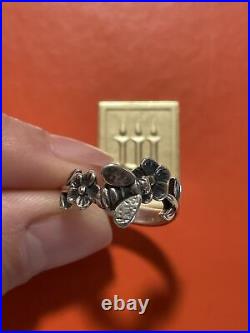 James Avery Honey Bee Flower Leaf Floral 3d Sterling Silver Ring Rare Retired