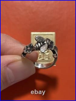 James Avery Honey Bee Flower Leaf Floral 3d Sterling Silver Ring Rare Retired