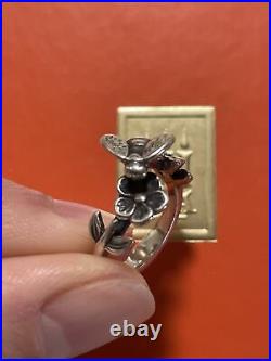 James Avery Honey Bee Flower Leaf Floral 3d Sterling Silver Ring Rare Retired