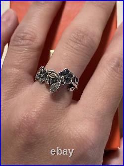 James Avery Honey Bee Flower Leaf Floral 3d Sterling Silver Ring Rare Retired