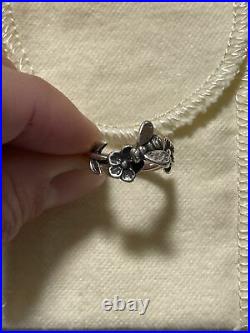 James Avery Honey Bee Flower Leaf Floral 3d Sterling Silver Ring Rare Retired