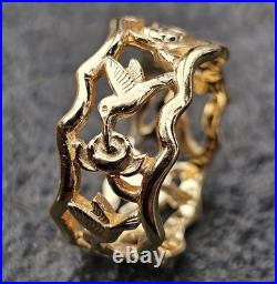 James Avery Hummingbird Eternity Band Ring 14k Yellow Gold Retired 5.9g sz 7.5