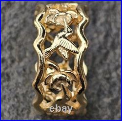 James Avery Hummingbird Eternity Band Ring 14k Yellow Gold Retired 5.9g sz 7.5