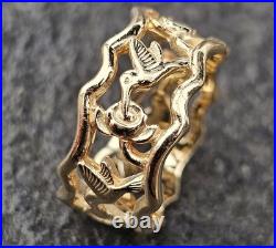 James Avery Hummingbird Eternity Band Ring 14k Yellow Gold Retired 5.9g sz 7.5