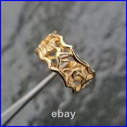 James Avery Hummingbird Eternity Band Ring 14k Yellow Gold Retired 5.9g sz 7.5