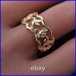 James Avery Hummingbird Eternity Band Ring 14k Yellow Gold Retired 5.9g sz 7.5
