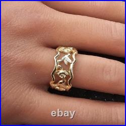 James Avery Hummingbird Eternity Band Ring 14k Yellow Gold Retired 5.9g sz 7.5
