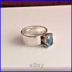 James Avery Julietta Ring with Blue Topaz sz 4.5 Sterling Silver 925 14k Gold 585