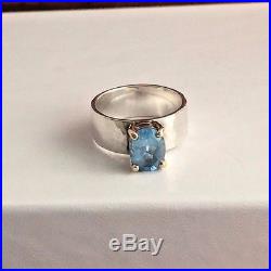 James Avery Julietta Ring with Blue Topaz sz 4.5 Sterling Silver 925 14k Gold 585