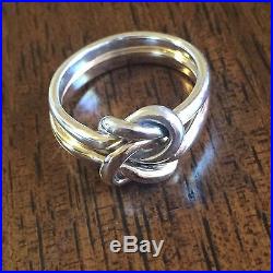 James Avery Knot Ring Stack Sterling Silver. 925 & 14K Yellow Gold Size 8
