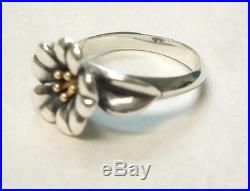 James Avery Large April Flower Ring 18k and Sterling Silver Size 7 1/2