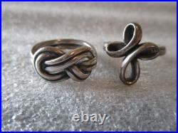 James Avery Love Knot (retired) + Eternal Ribbon Cross Sterling Silver Rings (2)